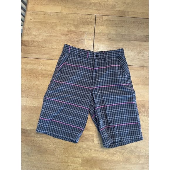 Lululemon Shorts Mens Size 30 Gray Pink Plaid Casual Walking Short Golf - Picture 1 of 8